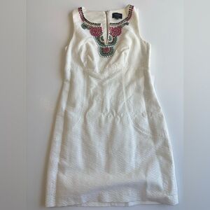 NWT Laundry By Shelli Segal Embellished White Dress‎ Party Cocktail Beads BNCM1